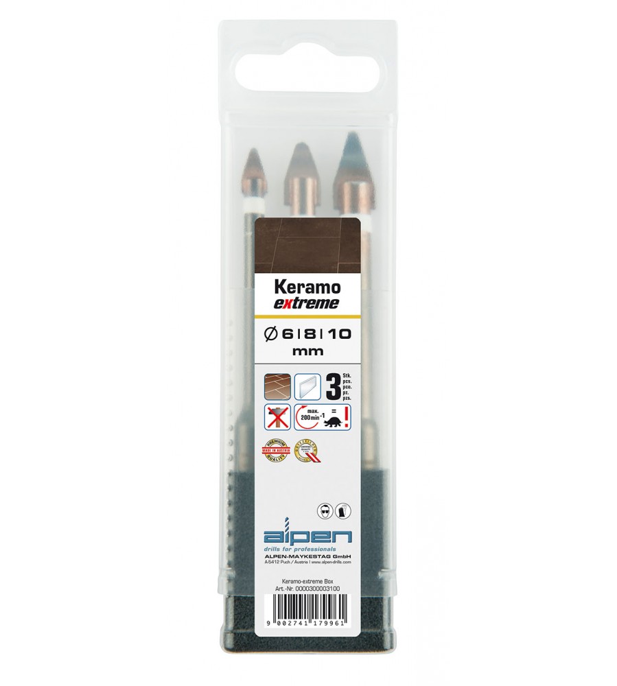 3 grąžtų rinkinys keraminėms plytelėms Keramo Extreme ALPEN [0000300003100]