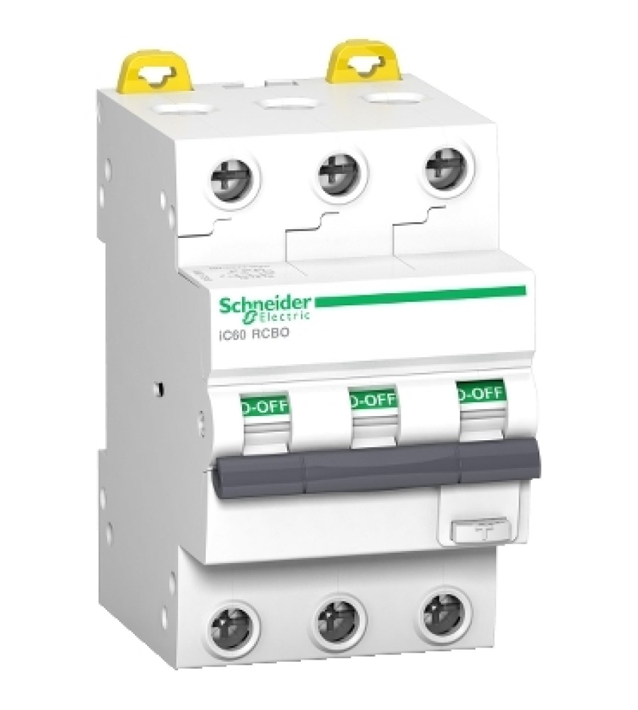 Schneider Electric A9D17316 kombinuotas nuotėkio ir automatinis jungiklis, 3P, 16 A, C charakteristika