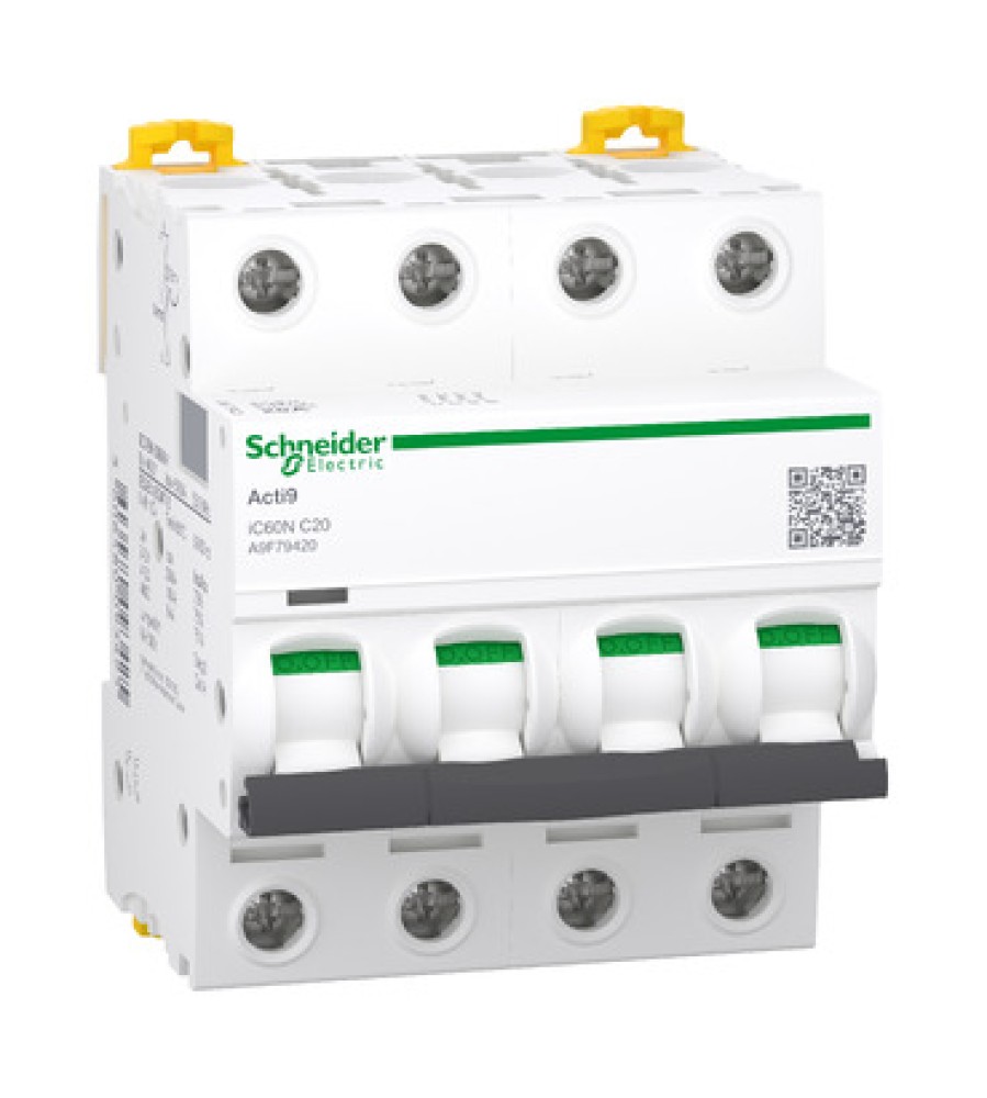 Schneider Electric A9F79420 automatinis jungiklis, 4P, 20 A, C charakteristika