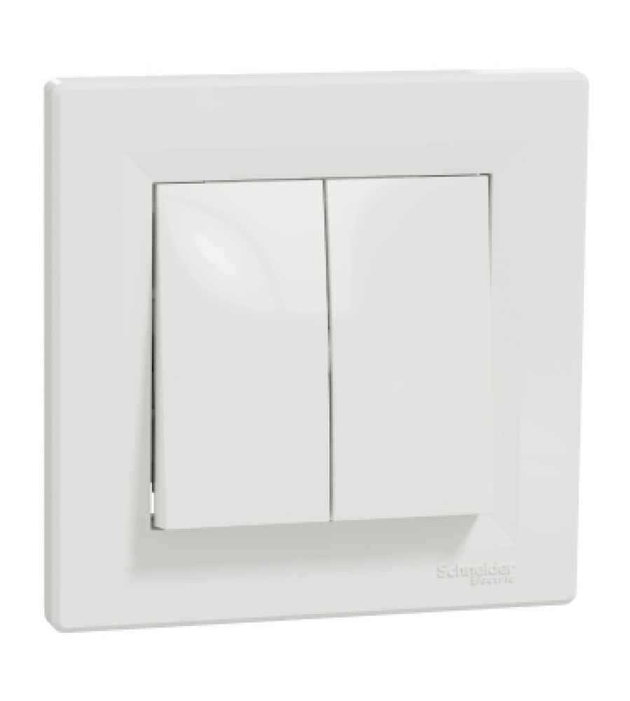 Schneider Electric EPH0300121 Asfora dvigubas jungiklis su rėmeliu, 10 AX, baltas
